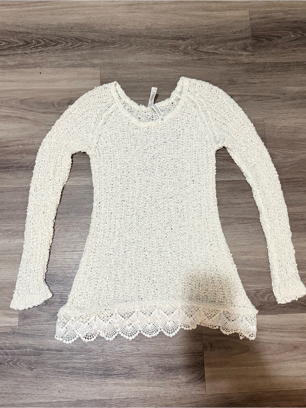 Bethany Mota Ivory Open-Knit Scoop Neck Top